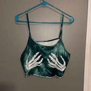 Skeleton print crop top
